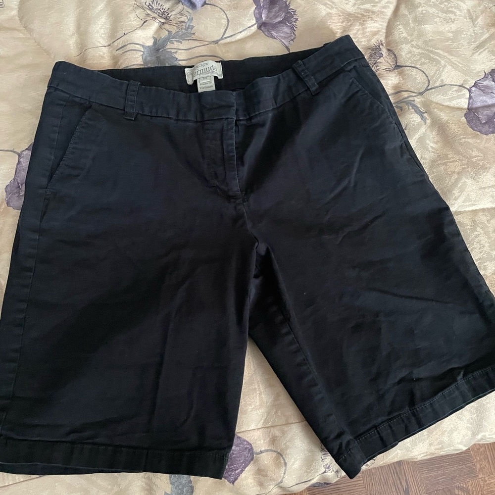 J. Crew Black Bermuda Shorts Tailored Cotton Blend